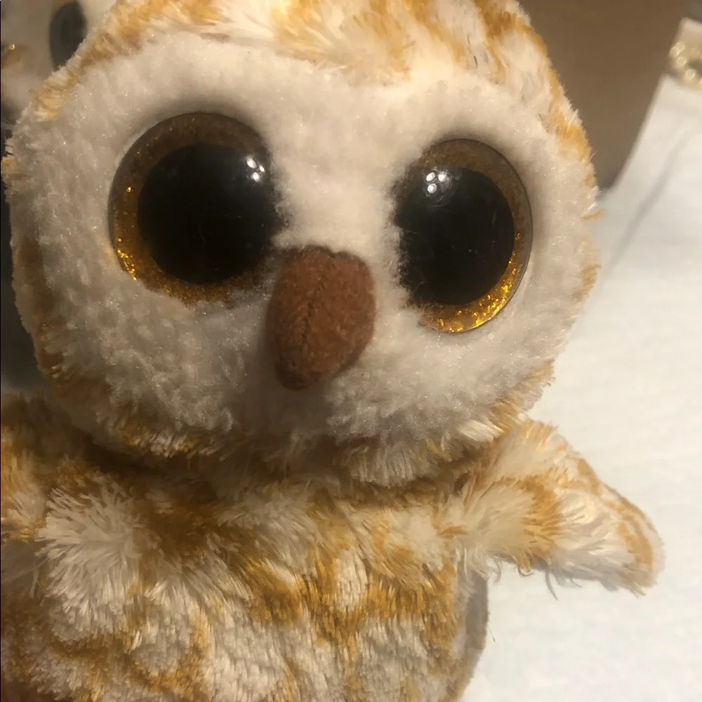 Ty Plush Owl Trio - White, Gray, Yellow, and Brown